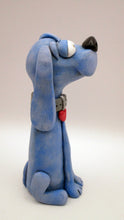 Dog folk art BLUE dog with collar and heart - misc