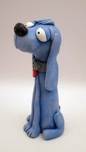 Dog folk art BLUE dog with collar and heart - misc