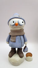 Christmas folk art snowman in sky blue and beanie