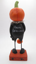 Halloween folk art Pumpkin man with bone suit and special charm PAPER CLAY