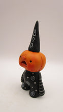 Halloween folk art little Pumpkin man "BOO" in black