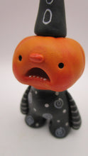 Halloween folk art little Pumpkin man "BOO" in black