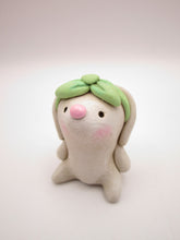 Spring folk art or Valentine little bunny with mint bow