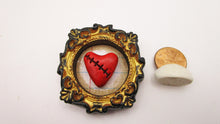 Valentines or anytime MAGNET decorative "Broken heart" framed stitched heart