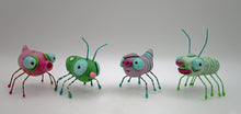 Little bug spring folk art GREEN with pink nose
