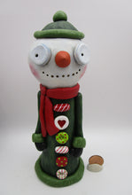 Christmas folk art BUTTONED up Snowman large