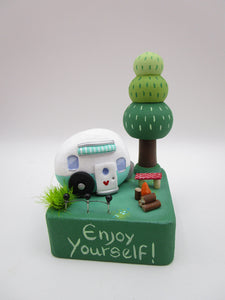 Summer folk art cute CAMPER camping scene misc