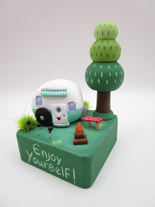 Summer folk art cute CAMPER camping scene misc