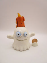 Halloween chubby ghost with stitch mouth and candle friend