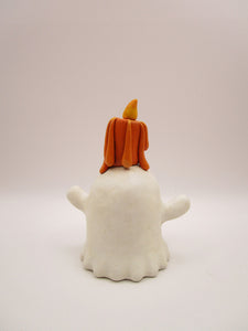 Halloween chubby ghost with stitch mouth and candle friend