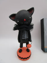 Halloween folk art BLACK CAT and PAINTING - one of a kind, signed art