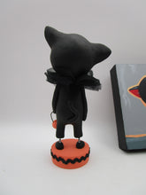 Halloween folk art BLACK CAT and PAINTING - one of a kind, signed art