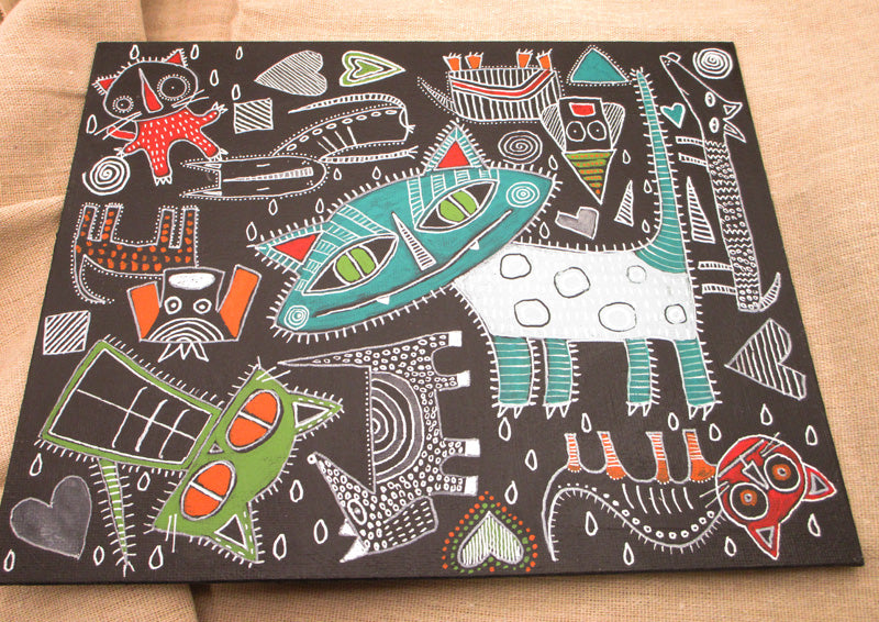 Painting illustration CAT and DOG doodles