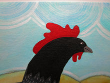 Chicken and house acrylic painting 8 x 10 original art