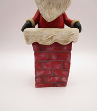 Christmas folk art cute Santa coming out of chimney