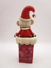 Christmas folk art cute Santa coming out of chimney