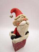 Christmas folk art cute Santa coming out of chimney