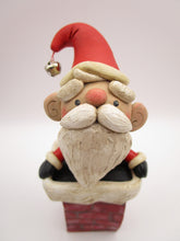 Christmas folk art cute Santa coming out of chimney