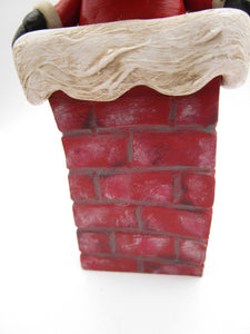 Christmas folk art cute Santa coming out of chimney