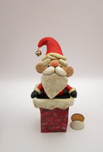 Christmas folk art cute Santa coming out of chimney