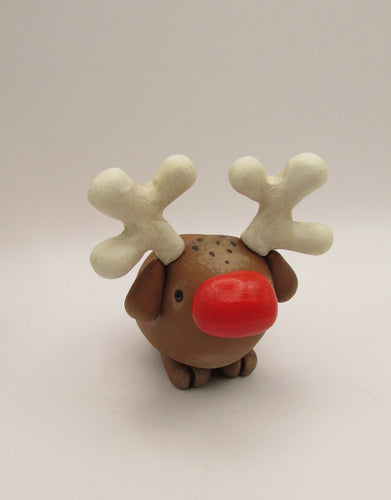 Christmas folk art chubby reindeer with chubby antlers
