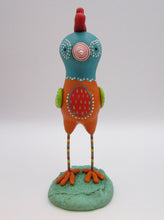 Spring folk art colorful chicken like bird