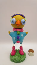 Easter chick colorful with rain boots and flower headband