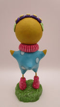 Easter chick colorful with rain boots and flower headband