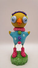 Easter chick colorful with rain boots and flower headband