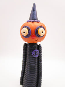 Halloween folk art creepy pumpkin man with special finish