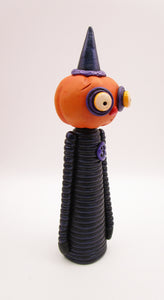 Halloween folk art creepy pumpkin man with special finish