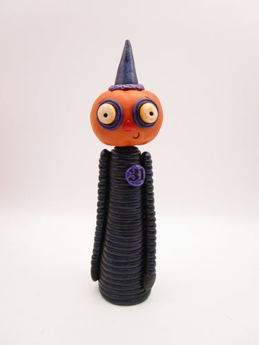 Halloween folk art creepy pumpkin man with special finish