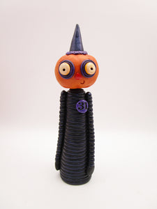Halloween folk art creepy pumpkin man with special finish