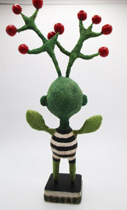 NEW spun cotton Holly sprig silly character Christmas or anytime