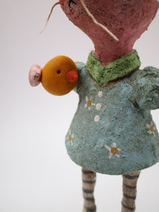 NEW spun cotton EASTER bunny girl with chick