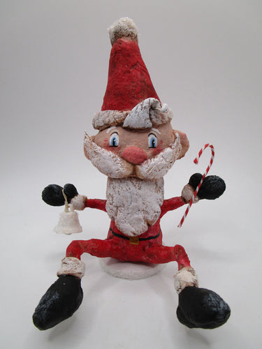 NEW spun cotton fun Christmas sitting Santa Claus with vintage accessories