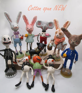 NEW spun cotton lovely Easter bunny rabbit with basket of eggs