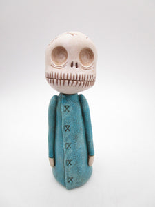 Halloween Skelly Skeleton with teal crackled finish on his jacket