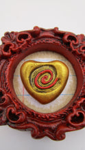 Valentines or anytime MAGNET decorative "Crazy love" framed stitched heart