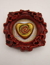 Valentines or anytime MAGNET decorative "Crazy love" framed stitched heart