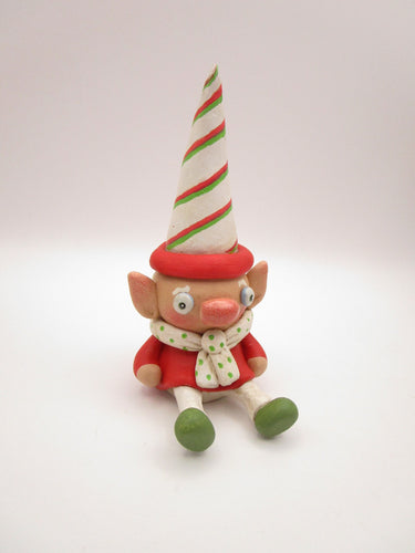 Christmas folk art little creepy sitting elf