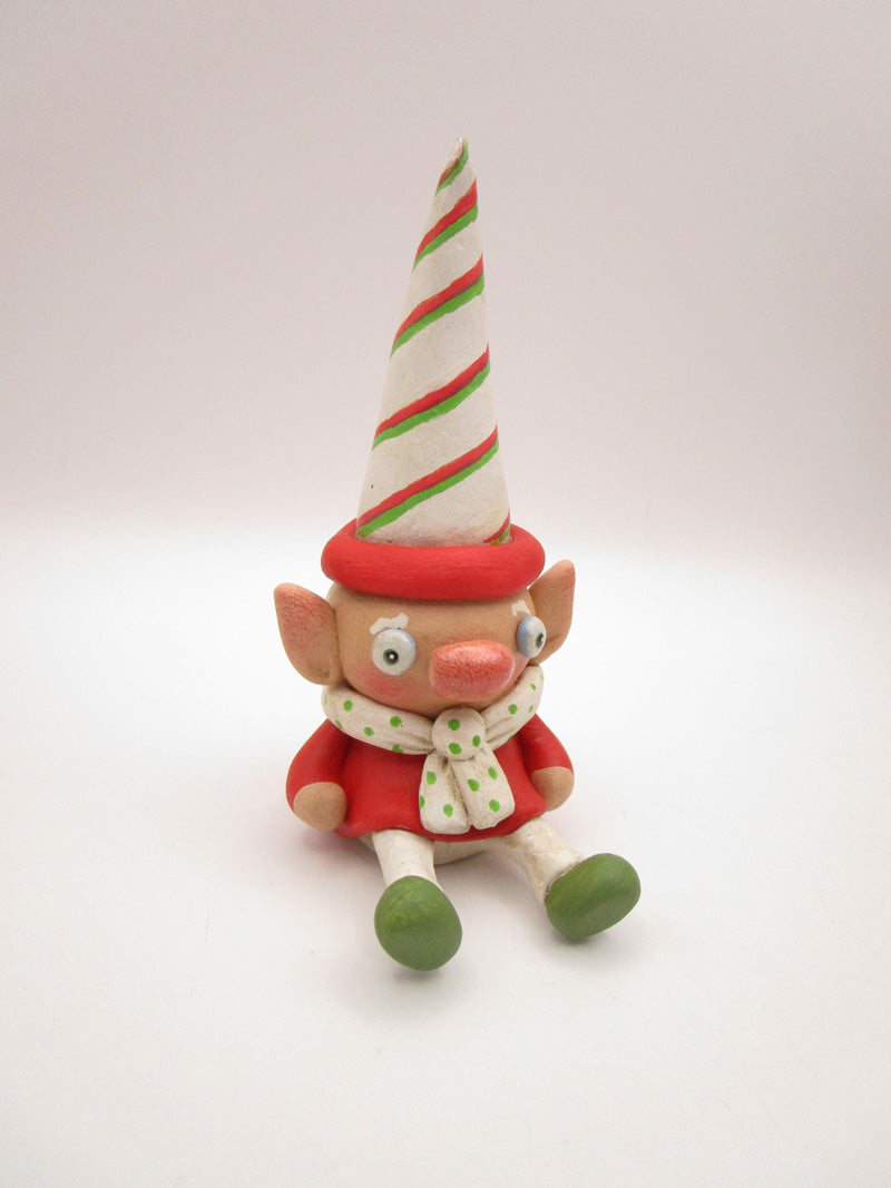 Christmas folk art little creepy sitting elf