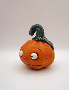 Halloween cute orange pumpkin character with stem
