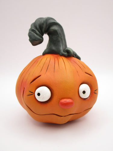 Halloween cute orange pumpkin character with stem