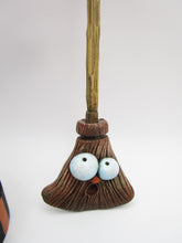Halloween folk art DANCING monster and his BROOM friend