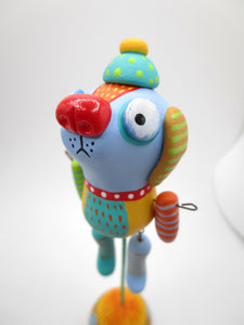 Dangle DOG bright colors wacky character LOOK