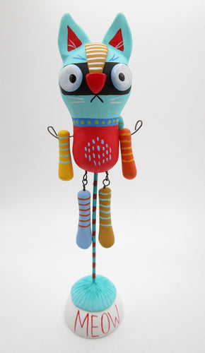 Dangle CAT fun festive colors wacky character!