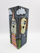 DOG painting on wood block 4 sides dog folk art