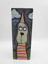 DOG painting on wood block 4 sides dog folk art