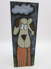 DOG painting on wood block 4 sides dog folk art